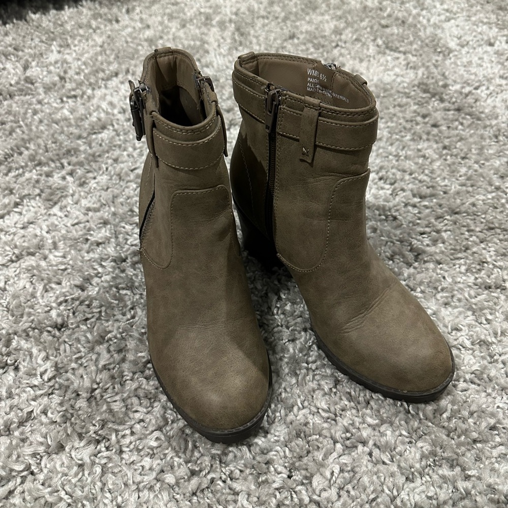 PAIGE Brown Suede Ankle Booties with Side Zip